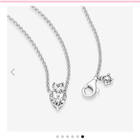 PANDORA Double Heart Pendant Sparkling Collier Necklace - Picture 5 of 5